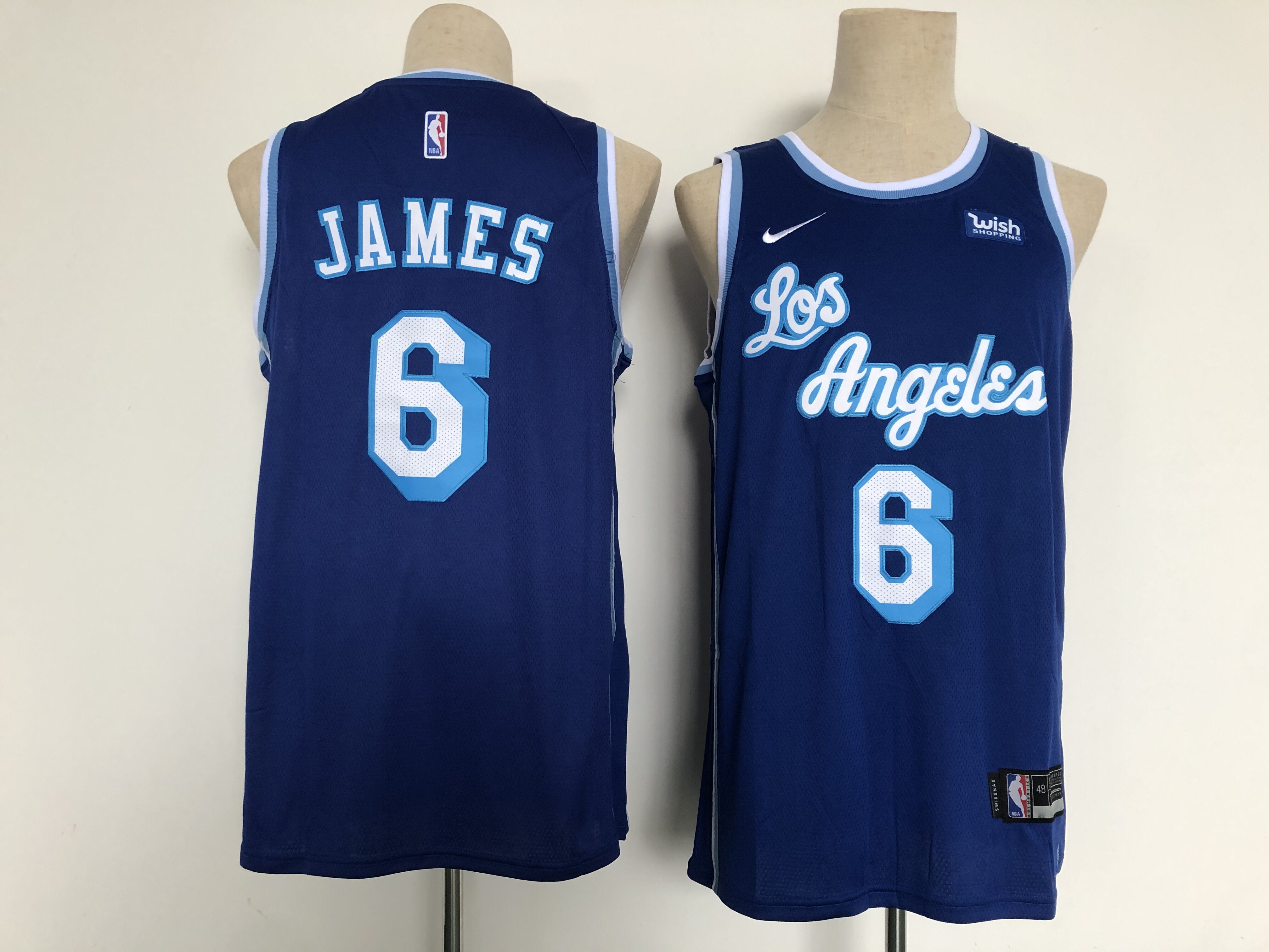 Men Los Angeles Lakers 6 James Blue Game Nike 2021 NBA Jersey